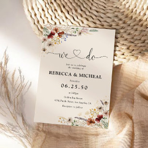 Boho Tiny Wildflower Wedding Ceremony Invitation