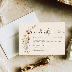 Boho Tiny Wildflower Wedding Details Enclosure Card