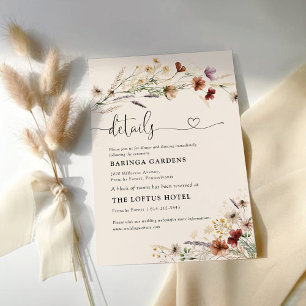 Boho Tiny Wildflower Wedding Details Enclosure Card