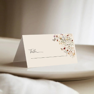 Boho Tiny Wildflower Wedding Folded Place Cards
