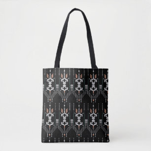 Boho Totem Pattern Black Tote Bag