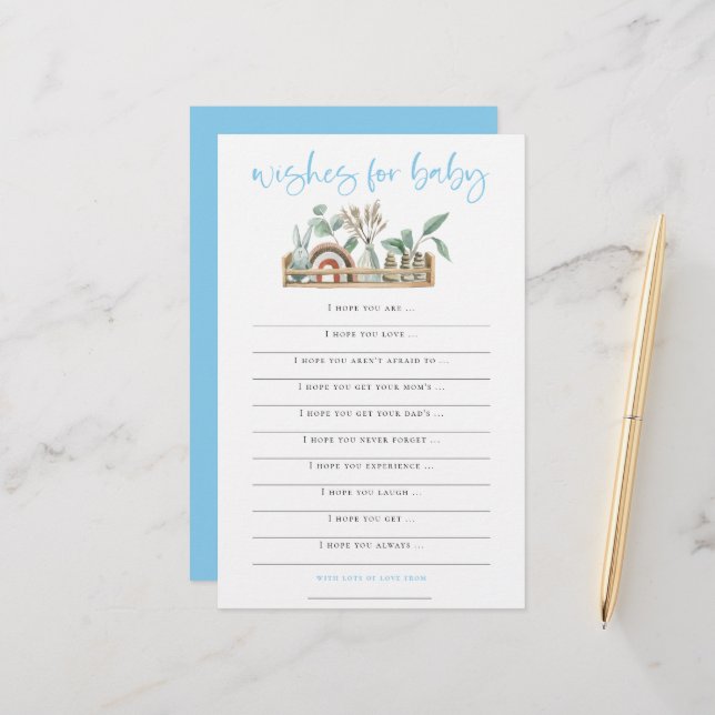 Boho Toys Boy Wishes for Baby Shower Game (Front/Back In Situ)