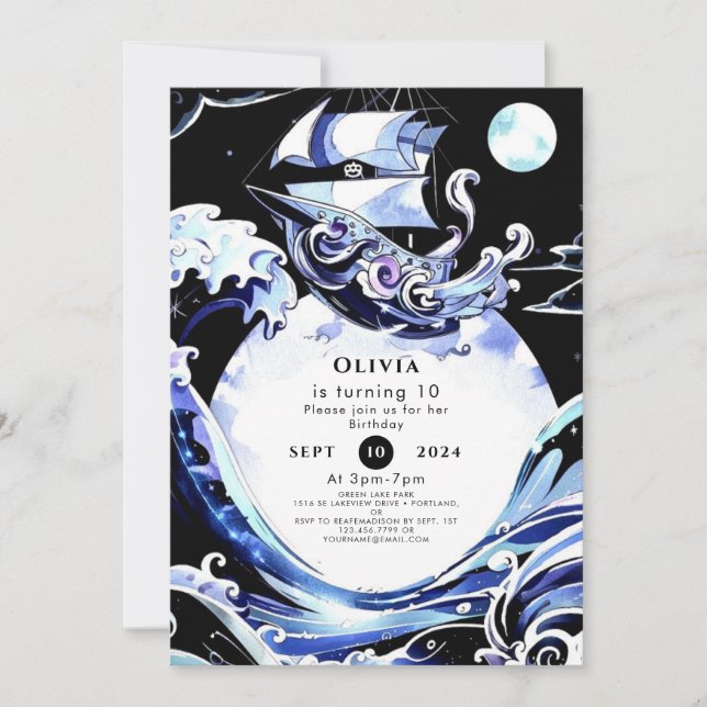 Boho Treasure Hunt Pirate Birthday Invitation (Front)