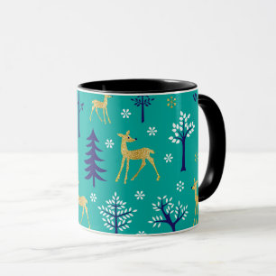 Boho Trees Gold Deers Modern Mug