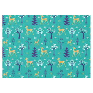 Boho Trees Gold Deers Modern Tablecloth
