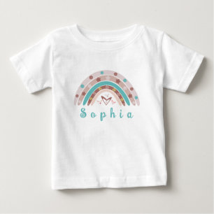 Boho Trendy Rainbow with Personalized Name Baby T-Shirt