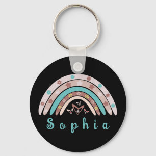 Boho Trendy Rainbow with Personalized Name Keychain