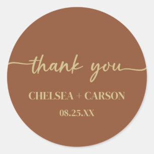 Boho Trendy Script Wedding Thank You Stickers