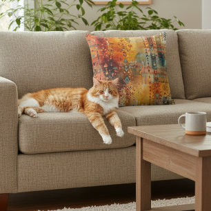 Boho Tribal Abstract Ethnic Pattern Throw Pillow