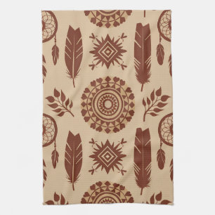 Boho Tribal Abstract Pattern Earthy Geometric Kitchen Towel