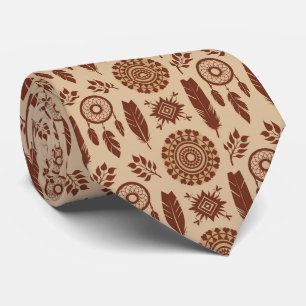 Boho Tribal Abstract Pattern Earthy Geometric Tie