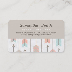 Boho Tribal Arrows Professional Pink Blue Grey Business Card