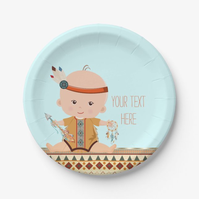 Boho Tribal Baby Shower Paper Plate (Front)