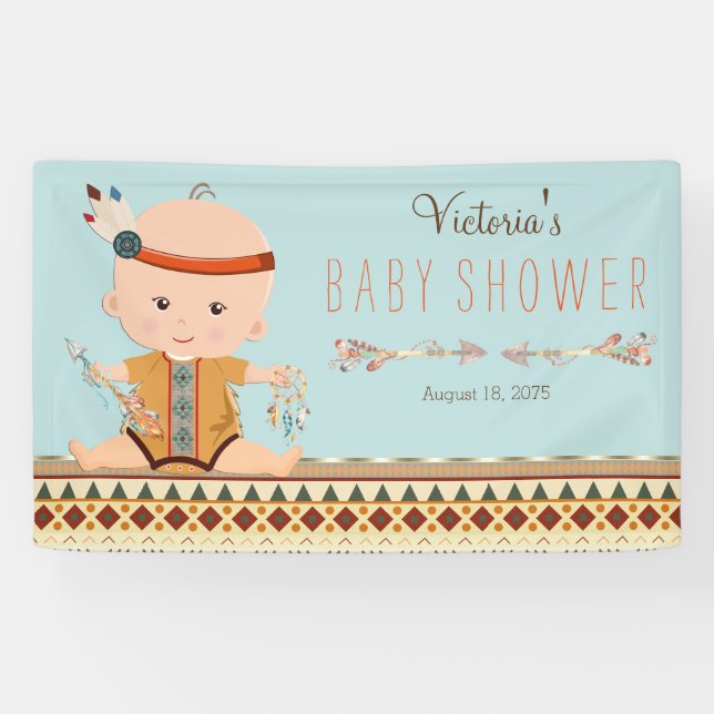 Boho Tribal Boy Baby Shower Banner (Horizontal)