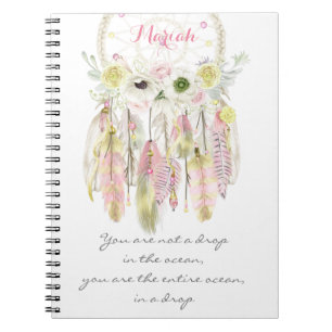 Boho Tribal Dreamcatcher Flowers Native Spirit Notebook