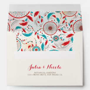 Boho Tribal feather Dreamcatcher Wedding Envelope
