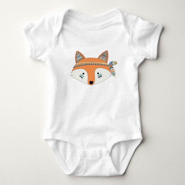 Boho Tribal Fox Baby Bodysuit (Front)