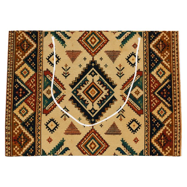 Boho Tribal Kilim Pattern Gift Bag | Rustic Southw (Front)