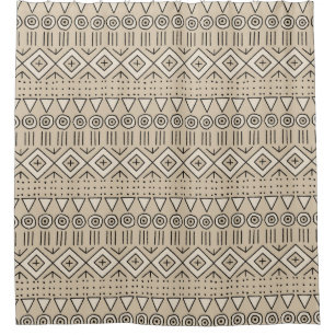 Boho Tribal Mudcloth Pattern, Beige, Black, Cream