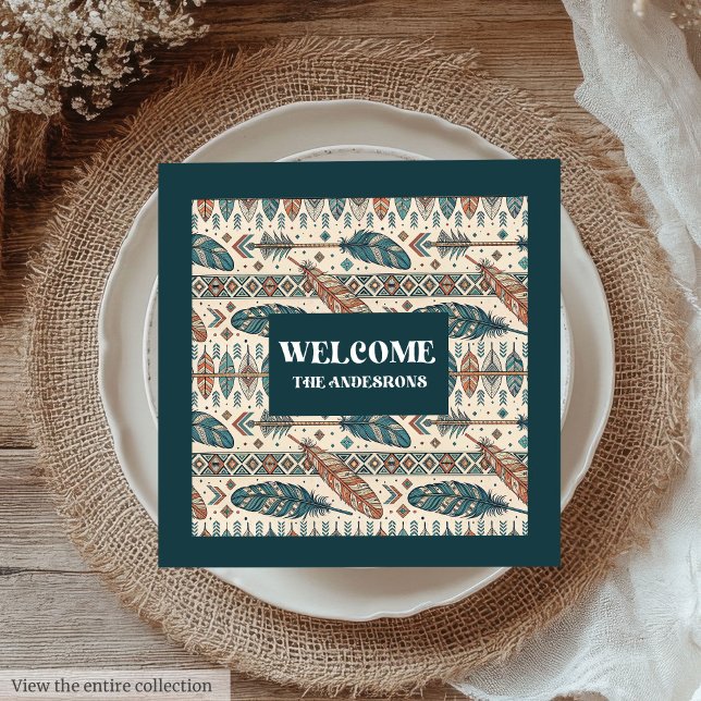 Boho Tribal Napkins Personalized Pastel Tableware (Boho Tribal Napkins Personalized Pastel Tableware)