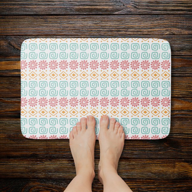 Boho Tribal Pattern Bath Mat | Pastel Sun  (Creator Uploaded)