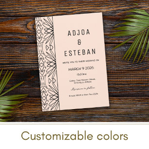 Boho Tribal Print Cream and Black Invitation