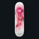 *~* Boho . Tribal Shamanic Sacred . Dream Catcher Skateboard<br><div class="desc">* Western BOHO American Watercolor Abstract Dream Catcher Journey with lovely Feathers as a Shamanic symbol for a Native American Spiritual Healer or BOHEMIAM design. * . *** The colours are mostly bright DEEP PINK RED MAGENTA colours on WHITE. This spirit based esoteric popular boho creative abstract modern dreamcatcher and...</div>
