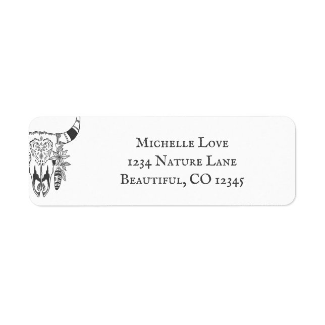 Boho Tribal Skull Bohemian Address (Front)