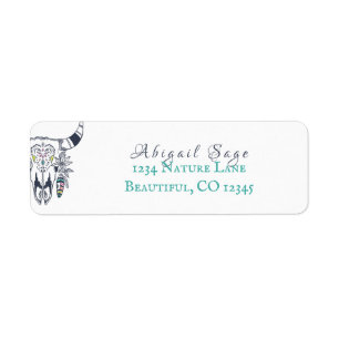 Boho Tribal Skull in Turquoise Bohemian Adresse