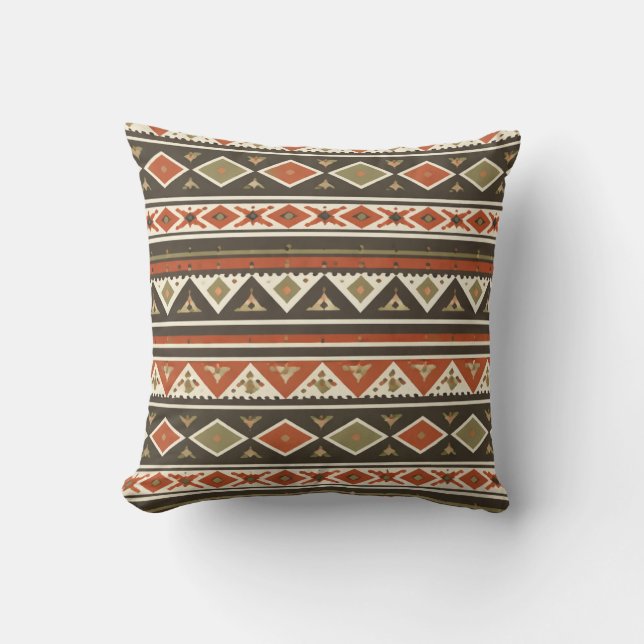 Boho Tribal Stripe Pattern Pillow  (Front)