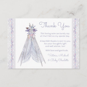 Boho Tribal Teepee Baby shower Merci Cartes