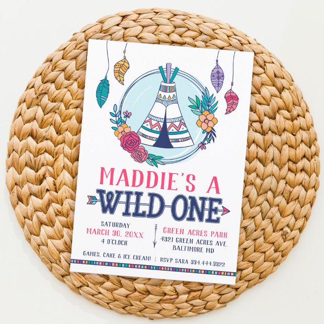 Boho Tribal Wild One First Birthday Invitation (Créateur téléchargé)