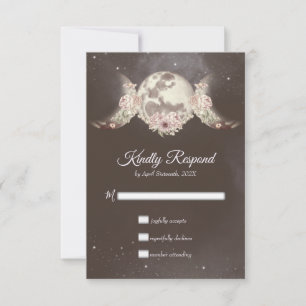 Boho Triple Moon Phases & Stars Handfasting RSVP Card