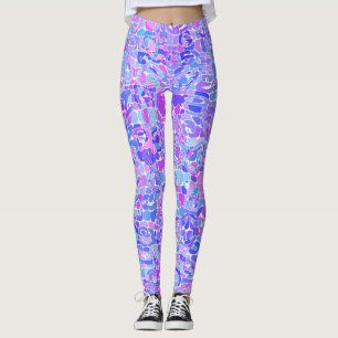 Boho Trippy Groovy Colourful Abstract Blob Mosaic Leggings