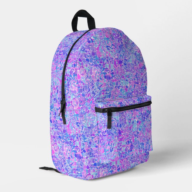 Boho Trippy Groovy Colourful Abstract Blob Mosaic Printed Backpack (Back Corner Left)