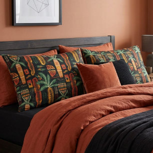 Boho Tropical African Mudcloth Pattern Pillowcase
