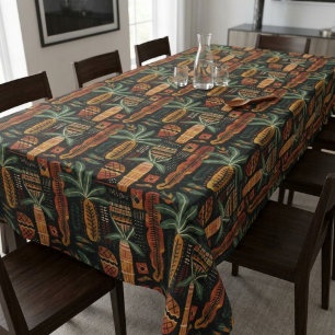 Boho Tropical African Mudcloth Pattern Tablecloth