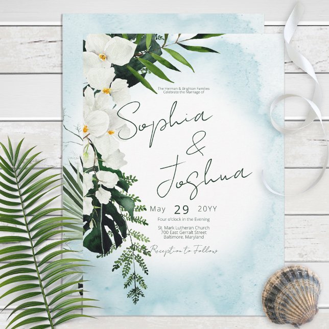 Boho Tropical Aqua Water Watercolor Wedding Invitation (Creator Uploaded)