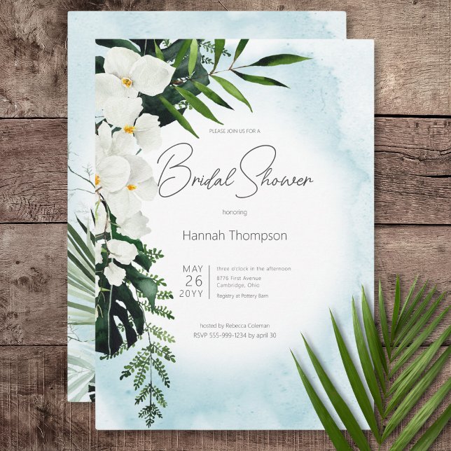 Boho Tropical Aqua Watercolor Bridal Shower Invitation (Boho Tropical Aqua Watercolor Bridal Shower Invitation)