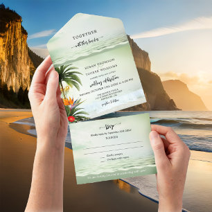 Boho Tropical Beach All in One Wedding Invitation