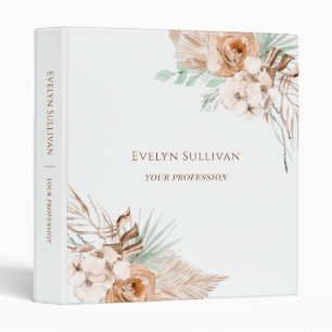 boho tropical beige and mint binder