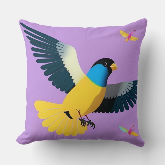 Boho Tropical Bird Nature Inspired Decorative Throw Pillow (Front)