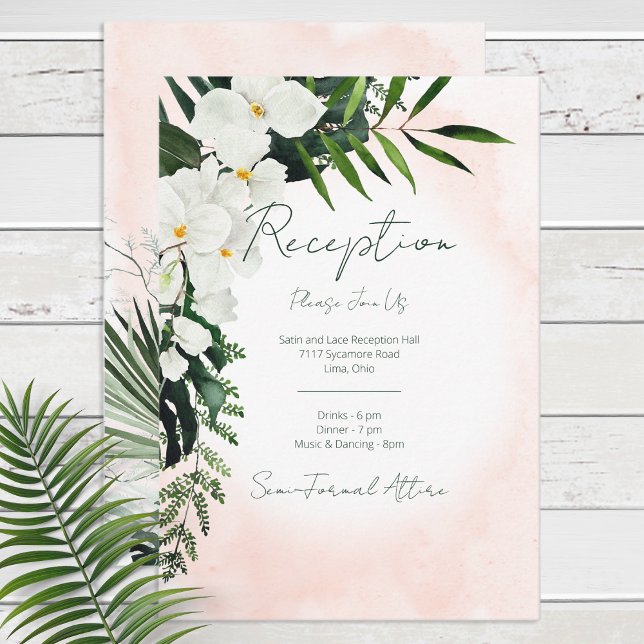 Boho Tropical Blush Watercolor Reception Card (Creator Uploaded)