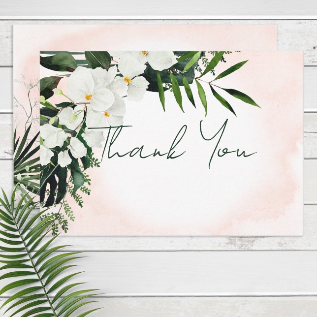 Boho Tropical Blush Watercolor Thank You Card (Creator Uploaded)