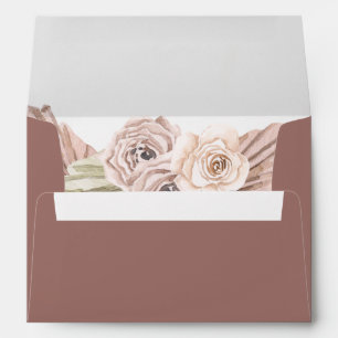 Boho Tropical Botanical   Dusty Rose Invitation Envelope