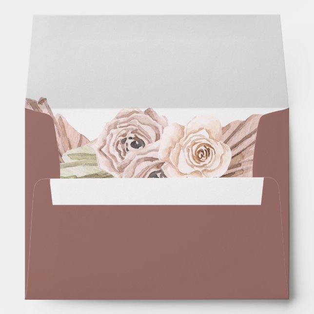 Boho Tropical Botanical | Dusty Rose Invitation Envelope (Back (Bottom))