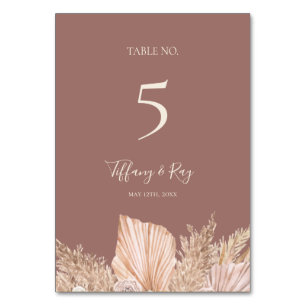 Boho Tropical Botanical   Dusty Rose Table Number 