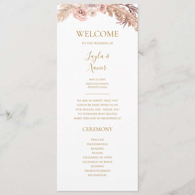 Boho Tropical Botanical | Flat Wedding Program  (Front)