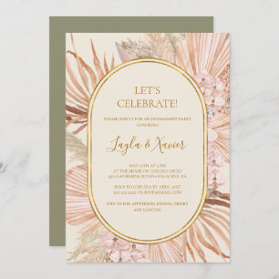 Boho Tropical Botanical   Green Let's Celebrate Invitation