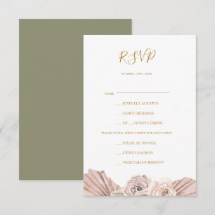 Boho Tropical Botanical Green Menu Choice RSVP